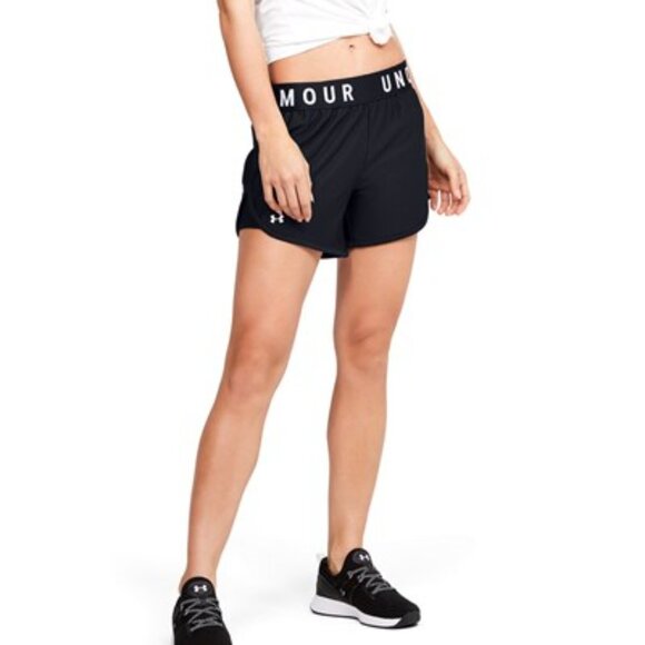 Under Armour - Womens Play Up 5In Shorts, size large US womens, color black. - Picture 1 of 5